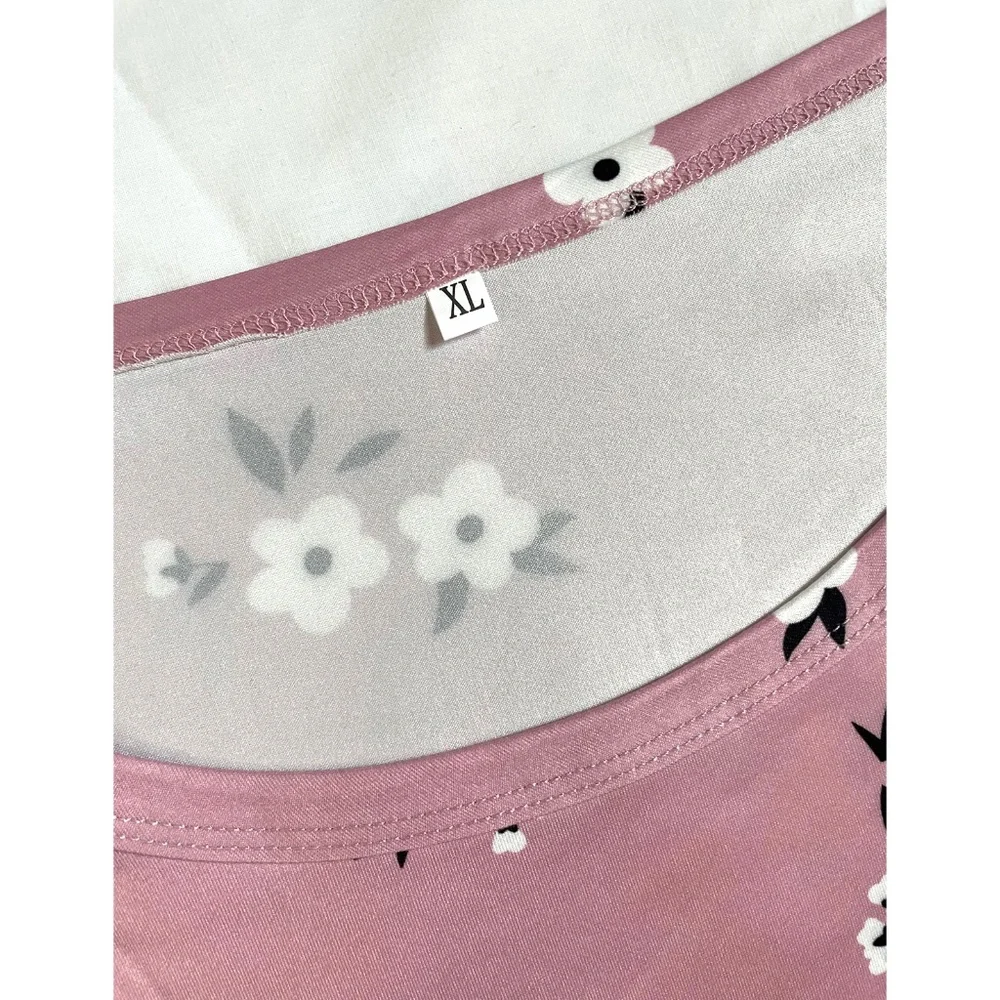 Pajama Set Soft Comfortable Short Sleeve Top & Pants Cute Floral XL - Picture 8 of 9